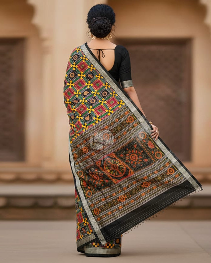 Multi Black Utkal Laxmi Sambalpuri Silk Saree