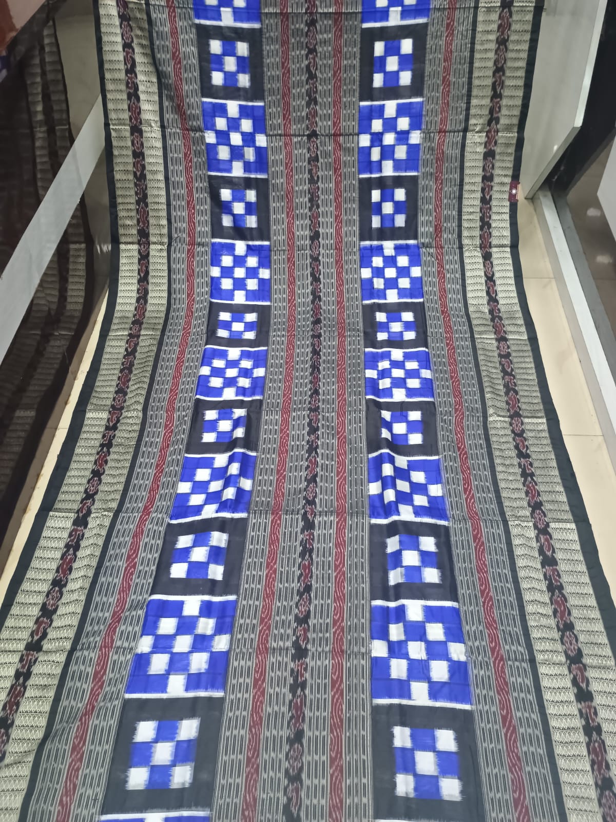 Blue Black Bichitrapuri Design Sambalpuri Silk Saree