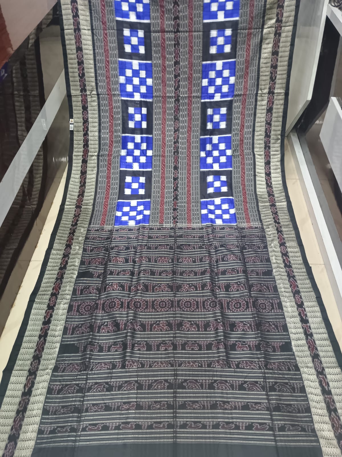 Blue Black Bichitrapuri Design Sambalpuri Silk Saree
