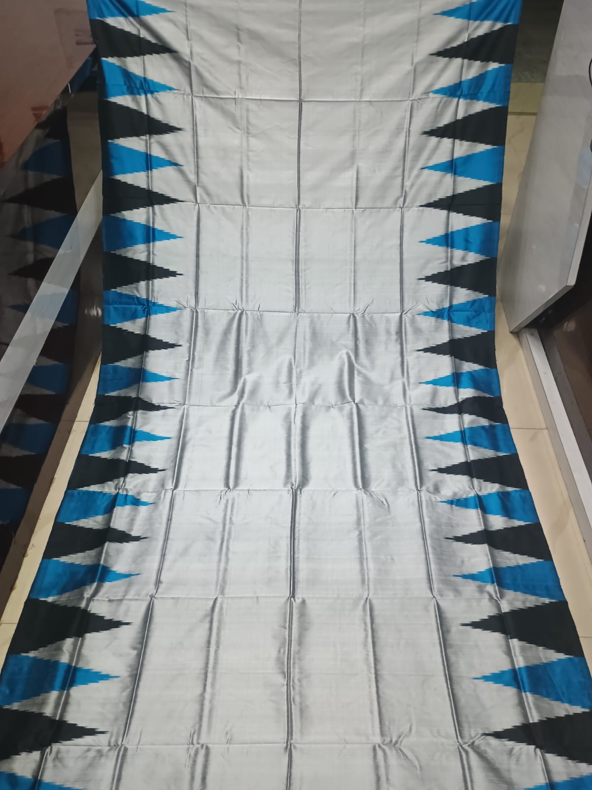 Grey Blue Multi Colour Kumbha Design Sambalpuri Silk Saree