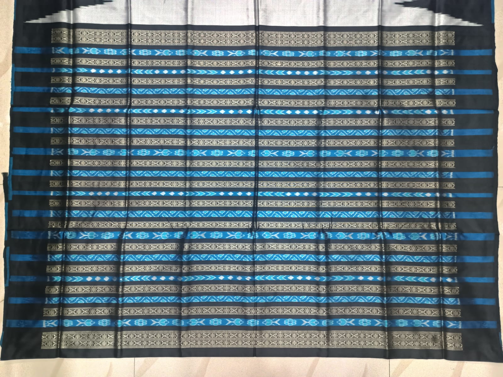 Grey Blue Multi Colour Kumbha Design Sambalpuri Silk Saree