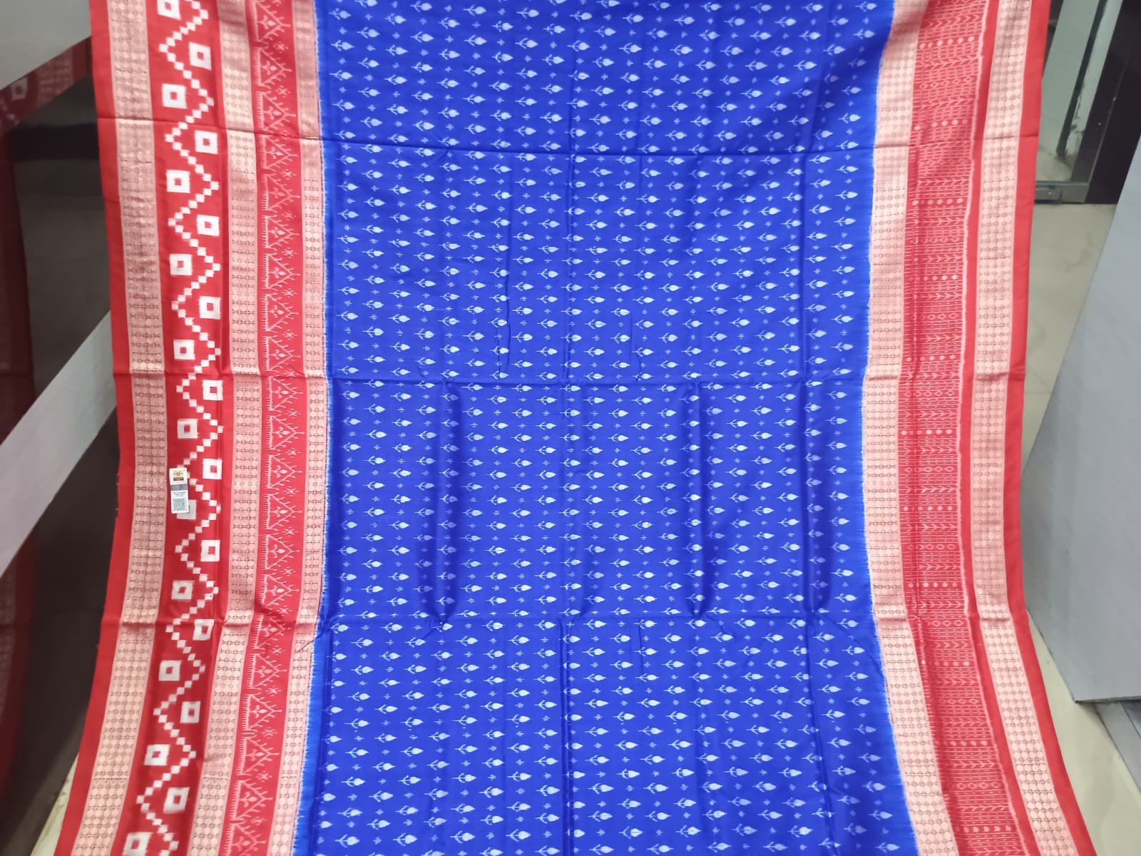 Blue Red Kadhi Design Sambalpuri Silk Saree