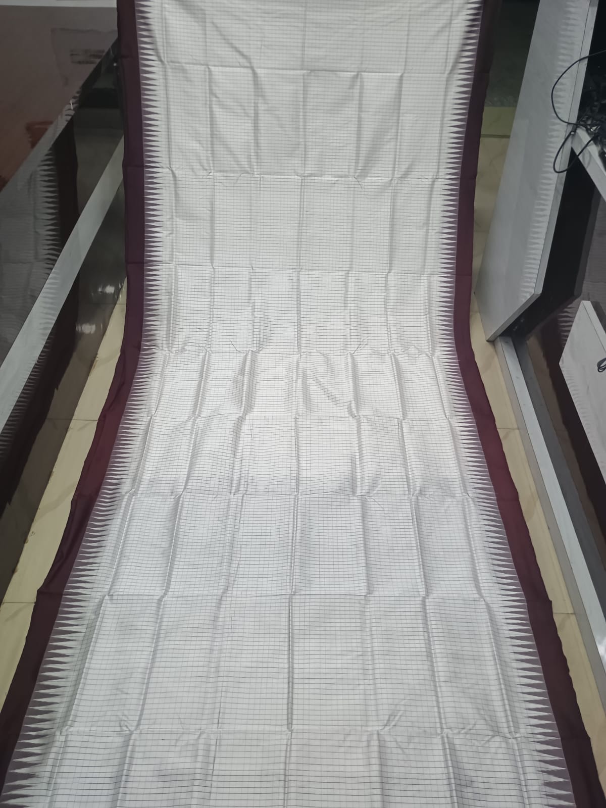 White Coffee Sachipar Design Sambalpuri Silk Saree