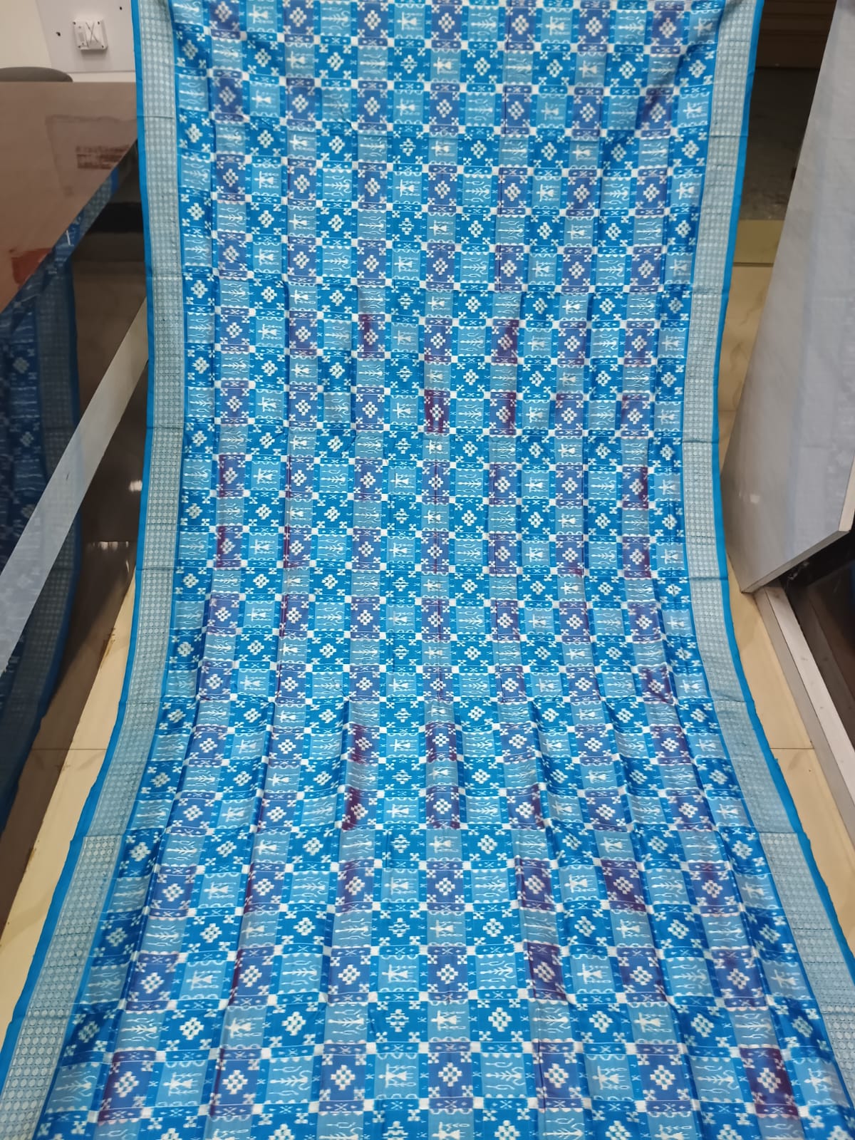 Blue Copper Sulphate Tribal And Pasapali Design Sambalpuri Silk Saree