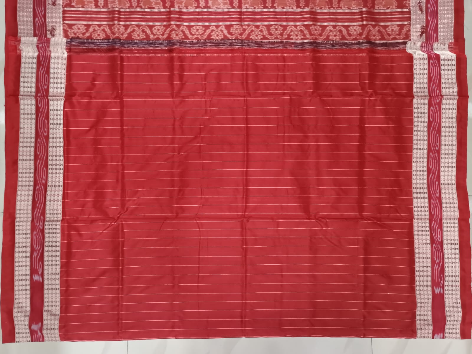 Black Red White Pasapali Design Sambalpuri Silk Saree