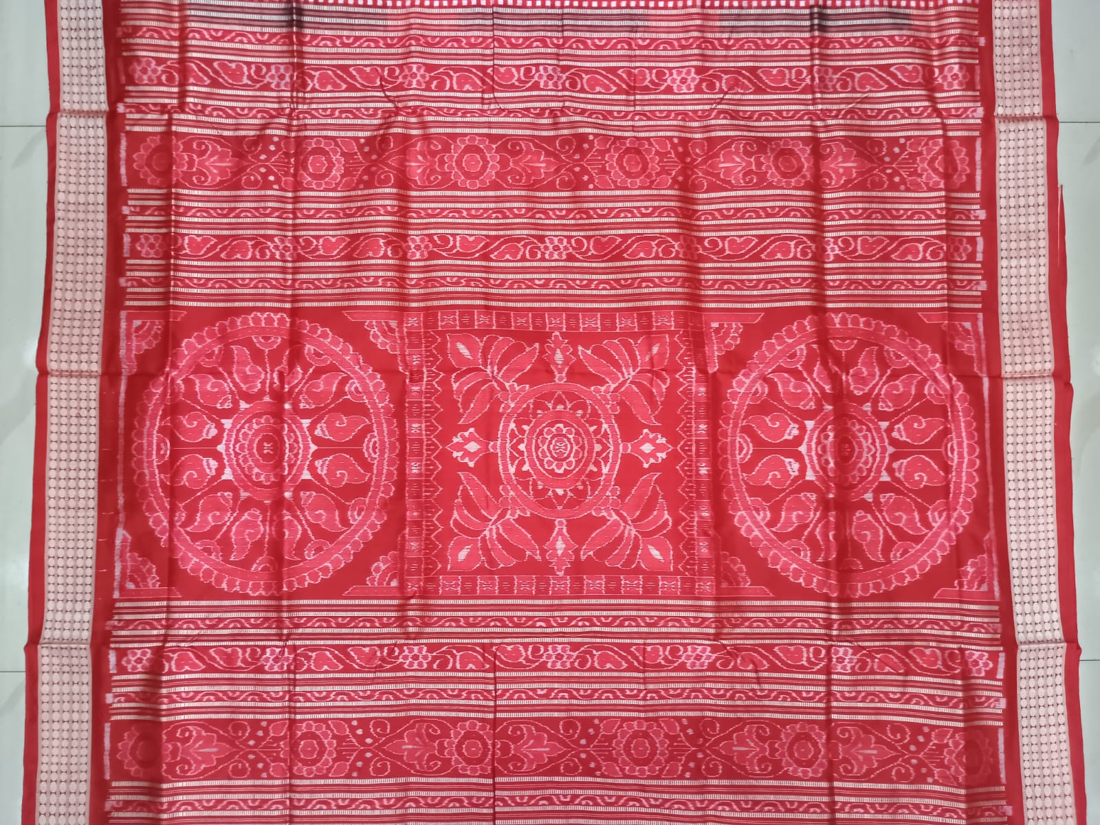 Black Red Dancer Design Sambalpuri Silk Saree