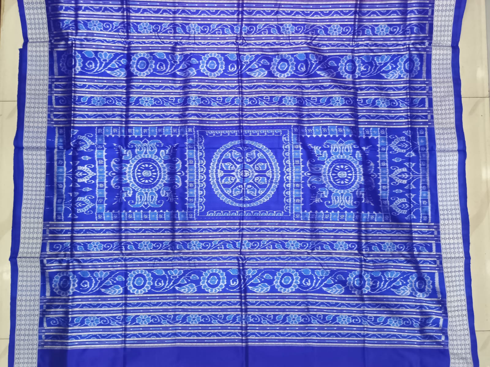 Red Blue Pasapali Design Sambalpuri Silk Saree