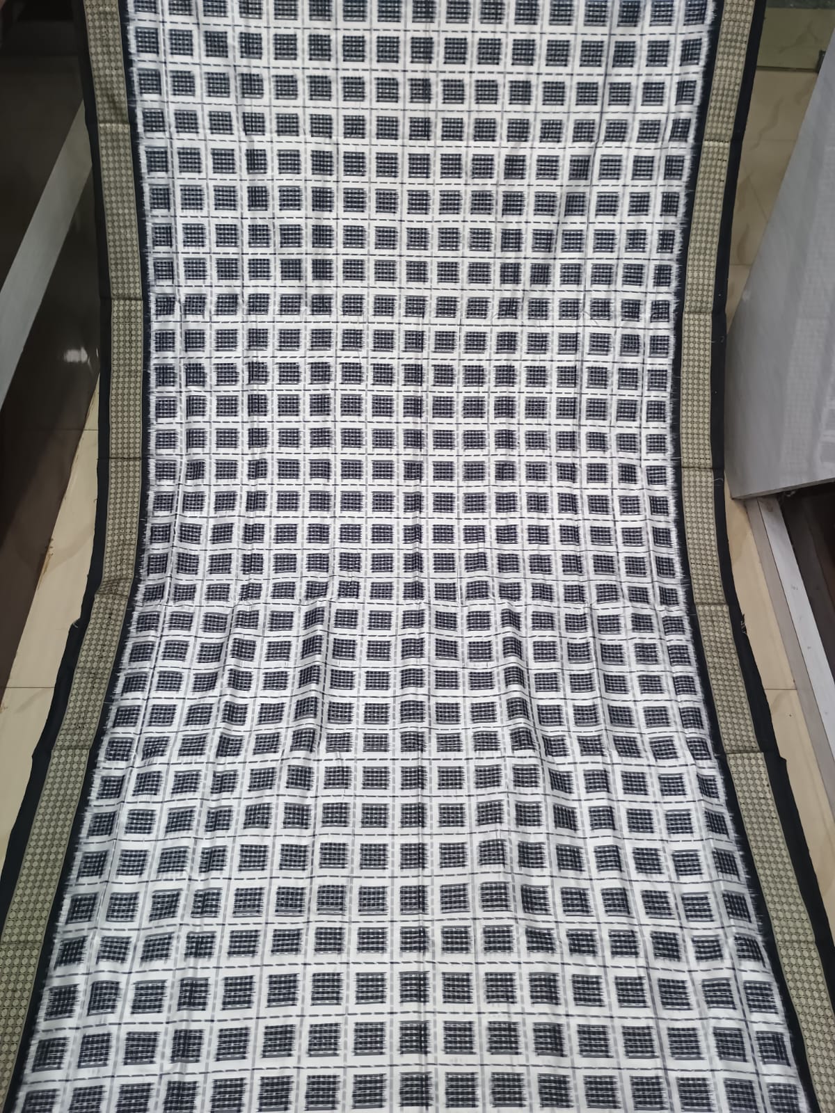 White Black Aswini Design Sambalpuri Silk Saree