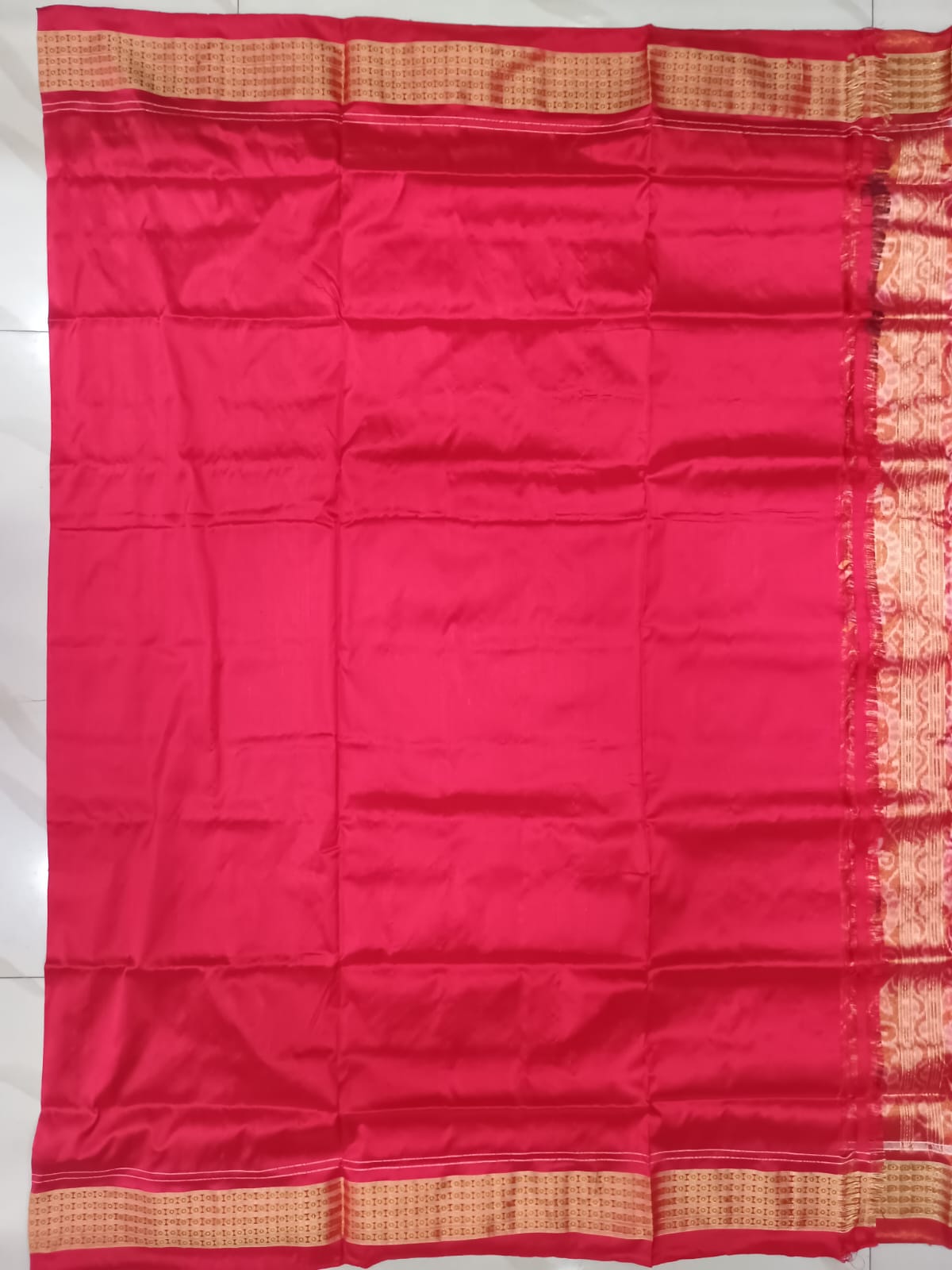 Bronze Red Nabakothi Half Tissue Sambalpuri Silk Saree