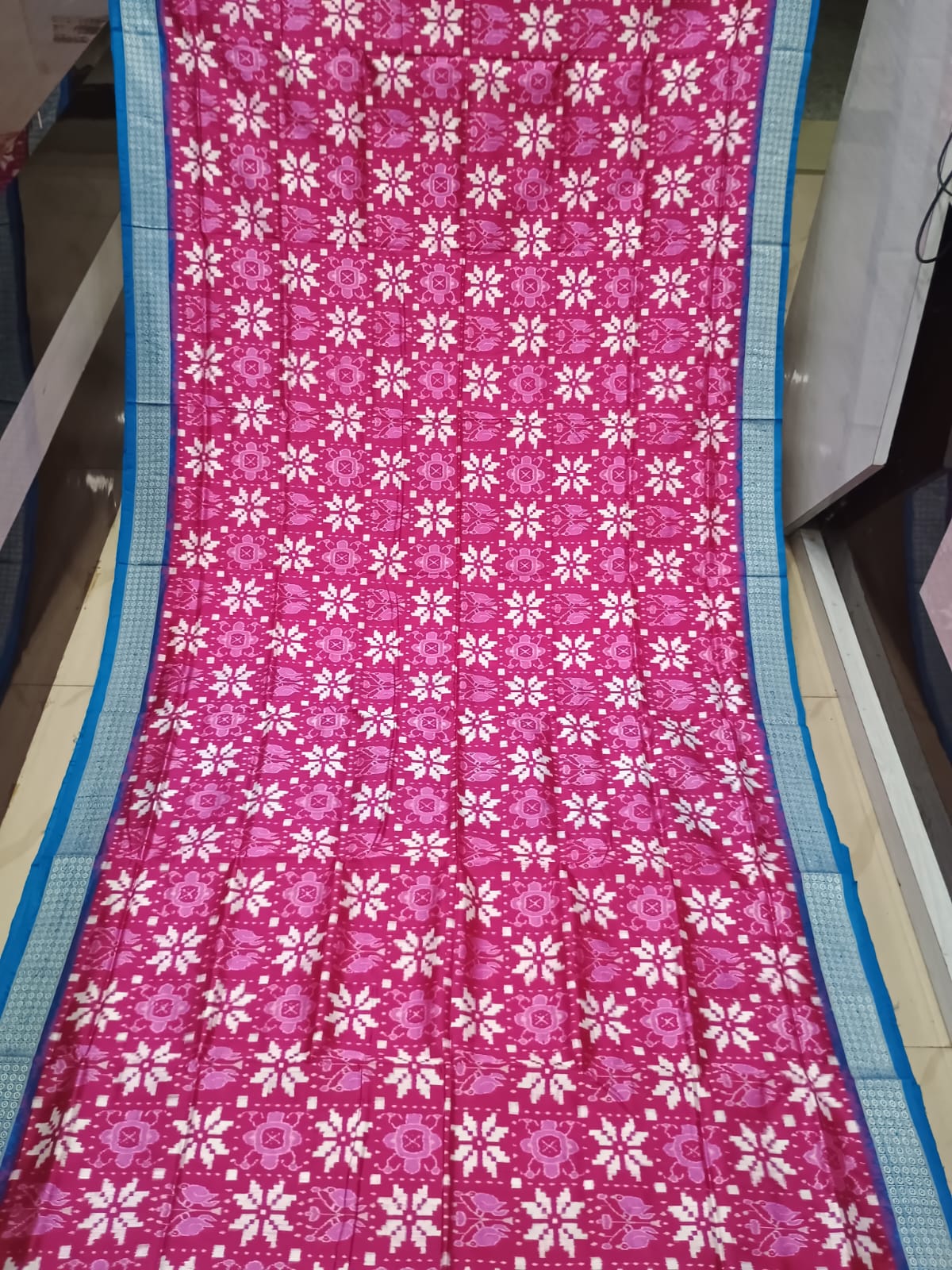 Pink Copper Sulphate Pasapali And Birds Design Sambalpuri Silk Saree