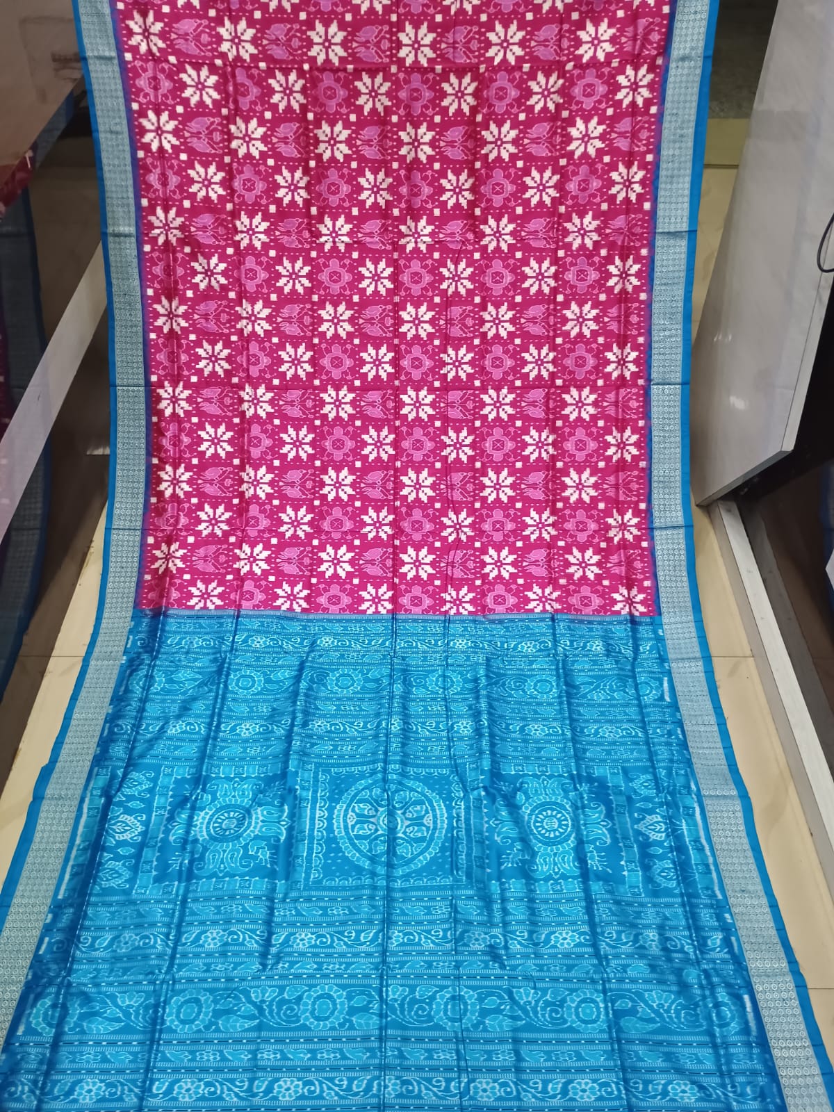 Pink Copper Sulphate Pasapali And Birds Design Sambalpuri Silk Saree