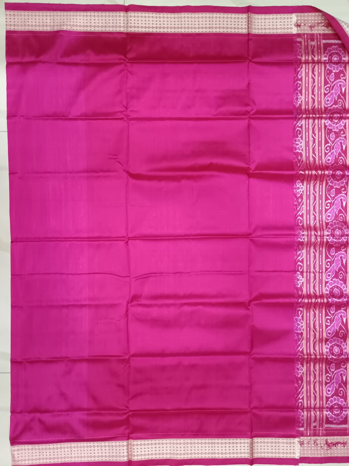Teal Blue Magenta Tree Design Sambalpuri Silk Saree