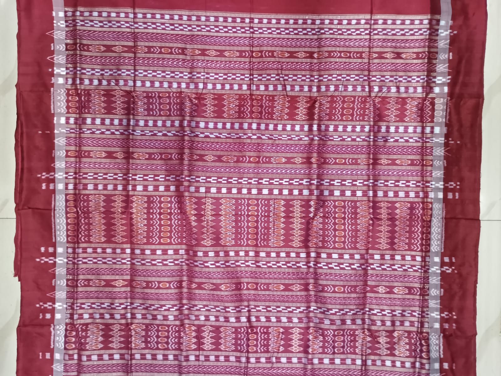 Copper Sulphate Maroon Flower Ek Chandia Sambalpuri Silk Saree