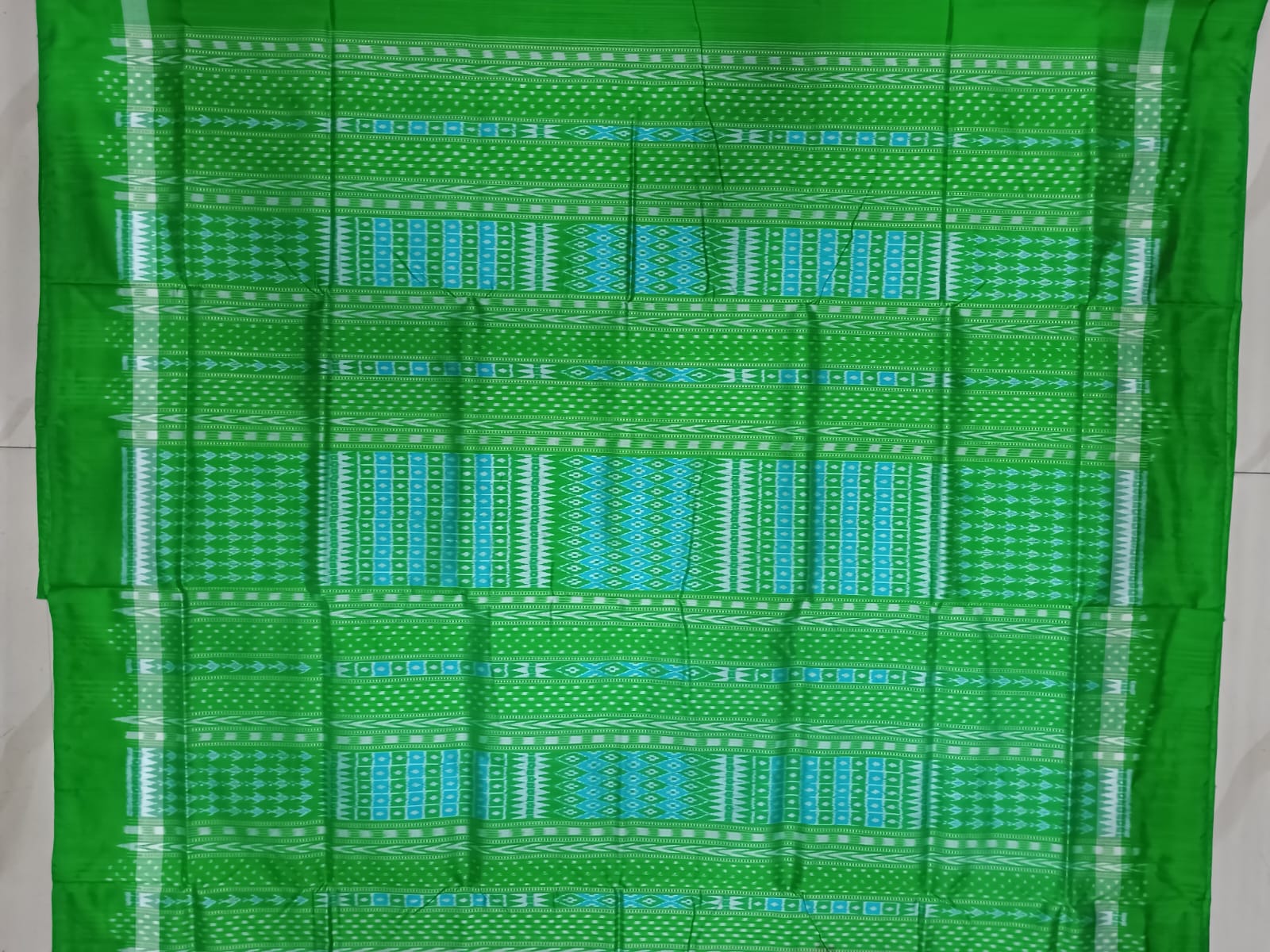 Coffee Green Flower Ek Chandia Sambalpuri Silk Saree