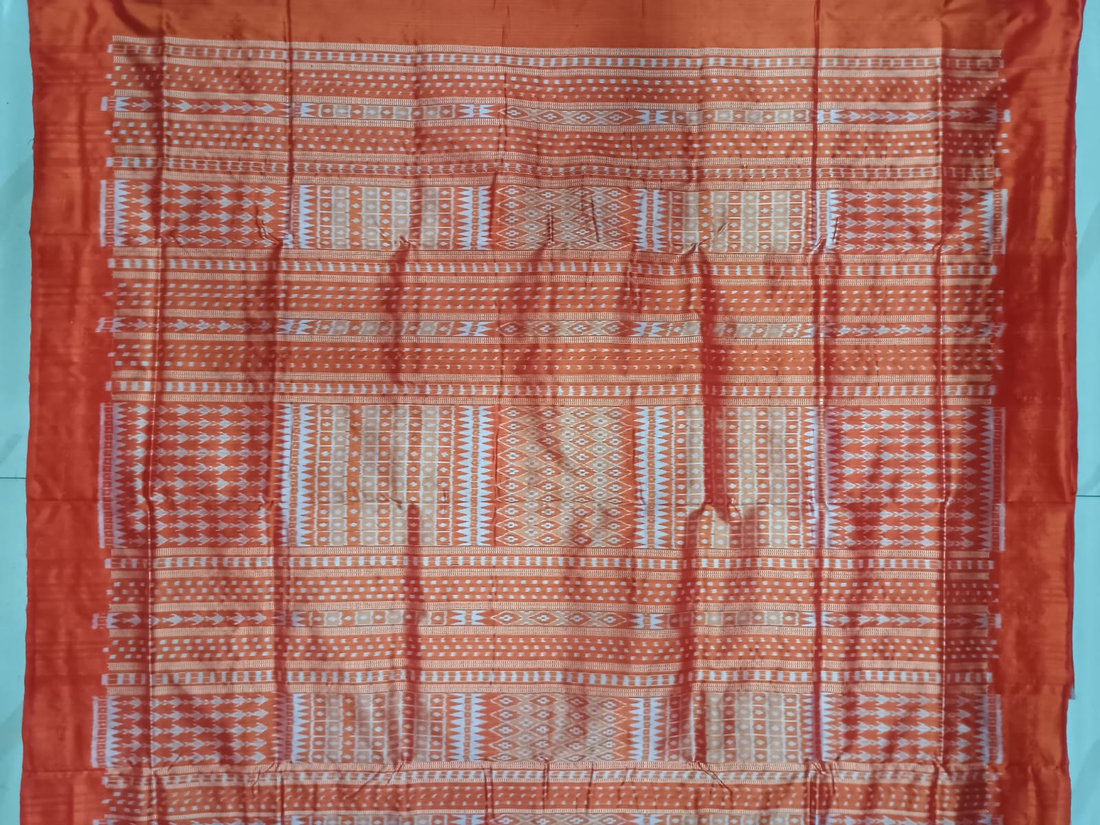 Green Red Flower Ek Chandia Sambalpuri Silk Saree