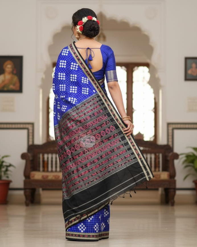 Bule Black Pasapali Sambalpuri Silk Saree