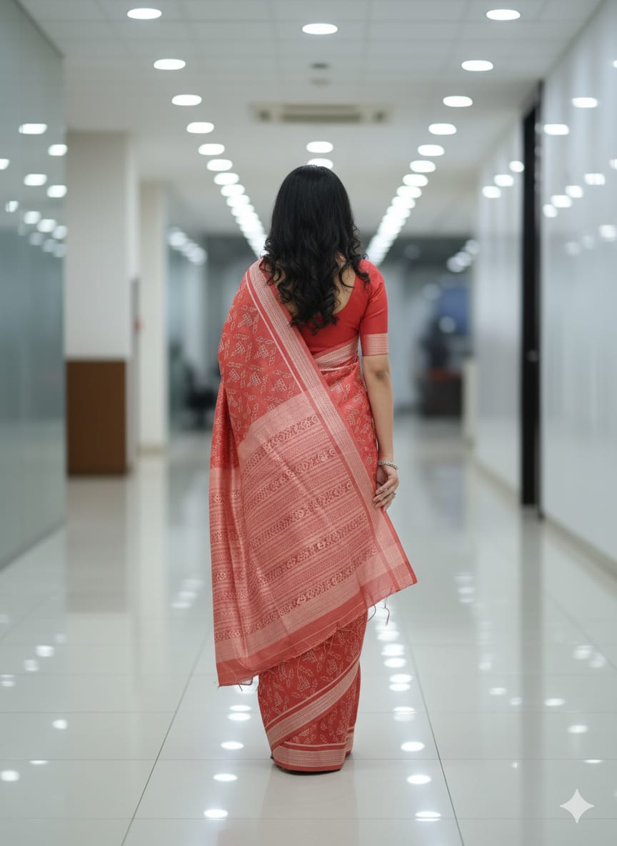 Manjistha Red Temple Design Natural Dye Sambalpuri Silk Saree