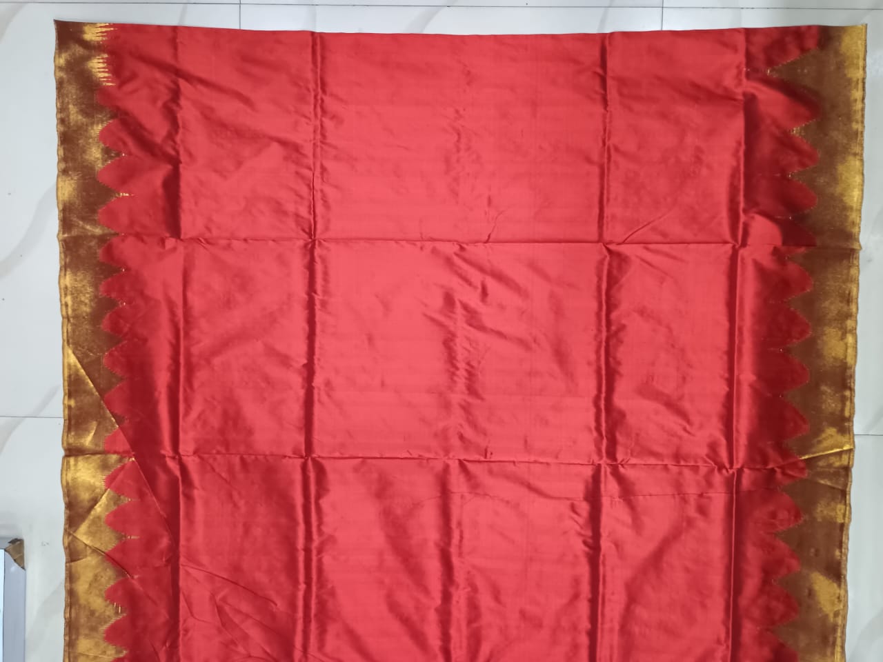 Red Golden Body Buti Half Tissue Silk Saree