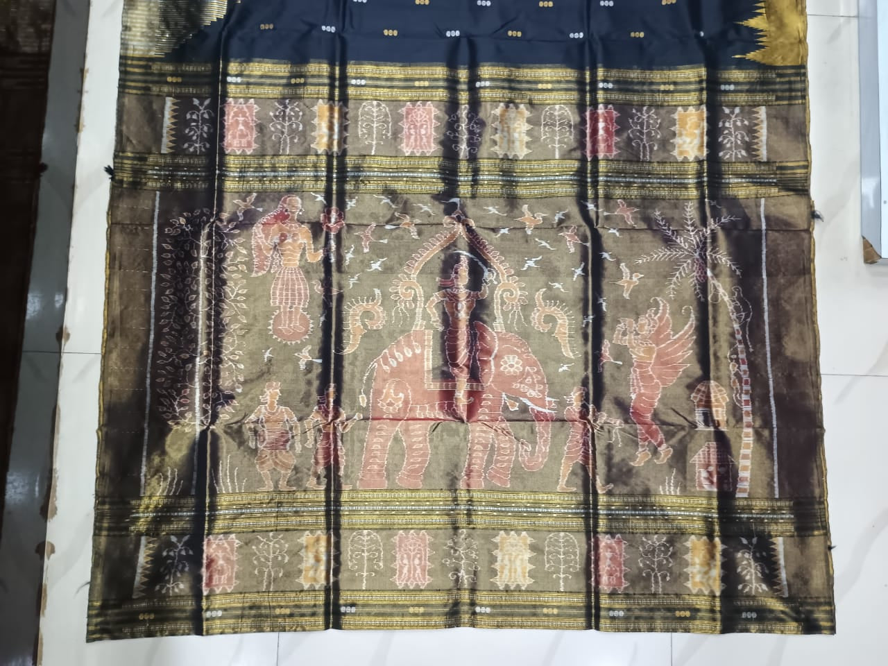 Black Golden Body Buti Half Tissue Silk Saree