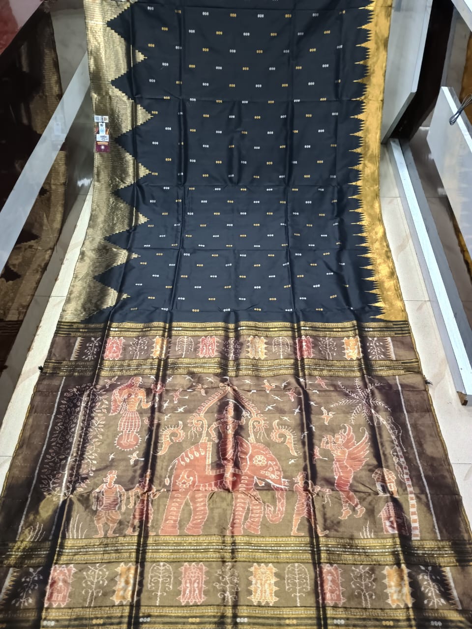 Black Golden Body Buti Half Tissue Silk Saree