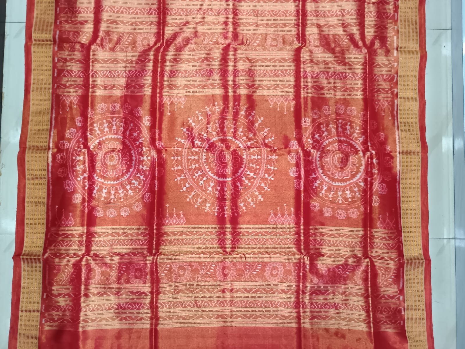Bronze Red Kalasi With Pasapali Full Tissue Silk Saree