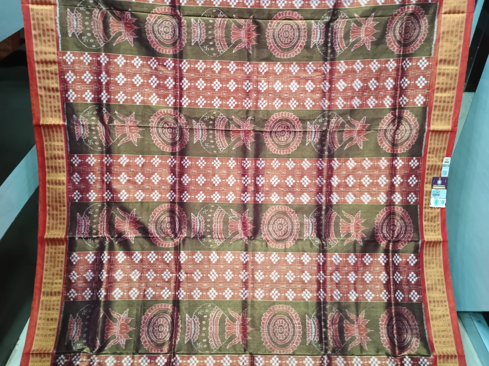 Bronze Red Kalasi With Pasapali Full Tissue Silk Saree