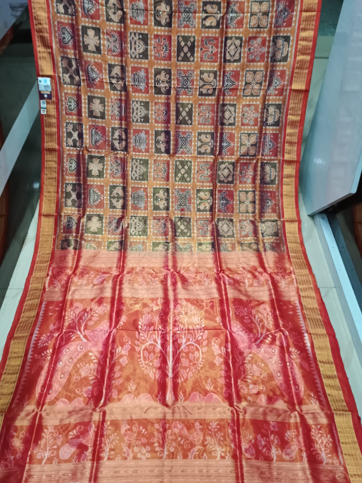 Bronze Red Dasakothi  Full Tissue Silk Saree