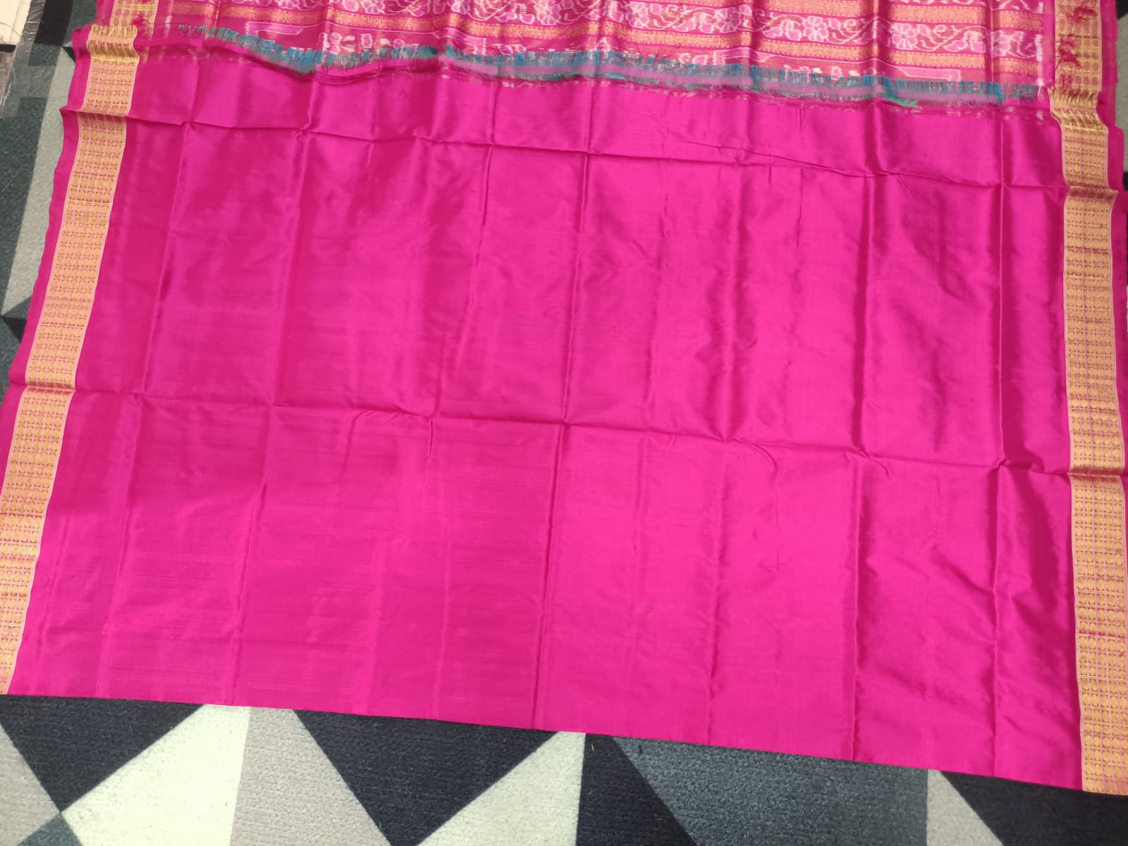 Blue Magenta Buti Bomkai Half Tissue Silk Saree