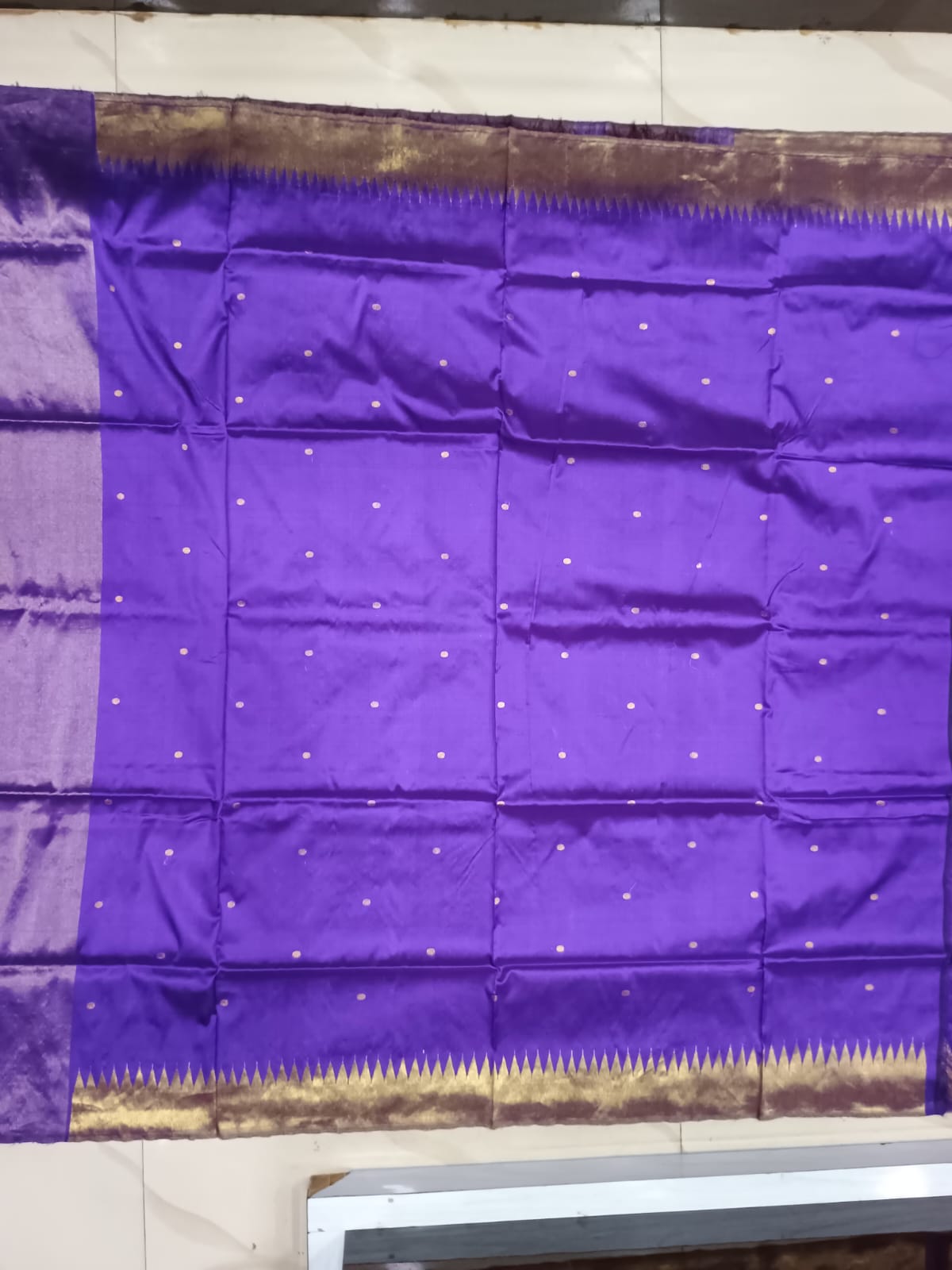Purple Golden Phoda Kumbha Half Tissue Sambalpuri Silk Saree