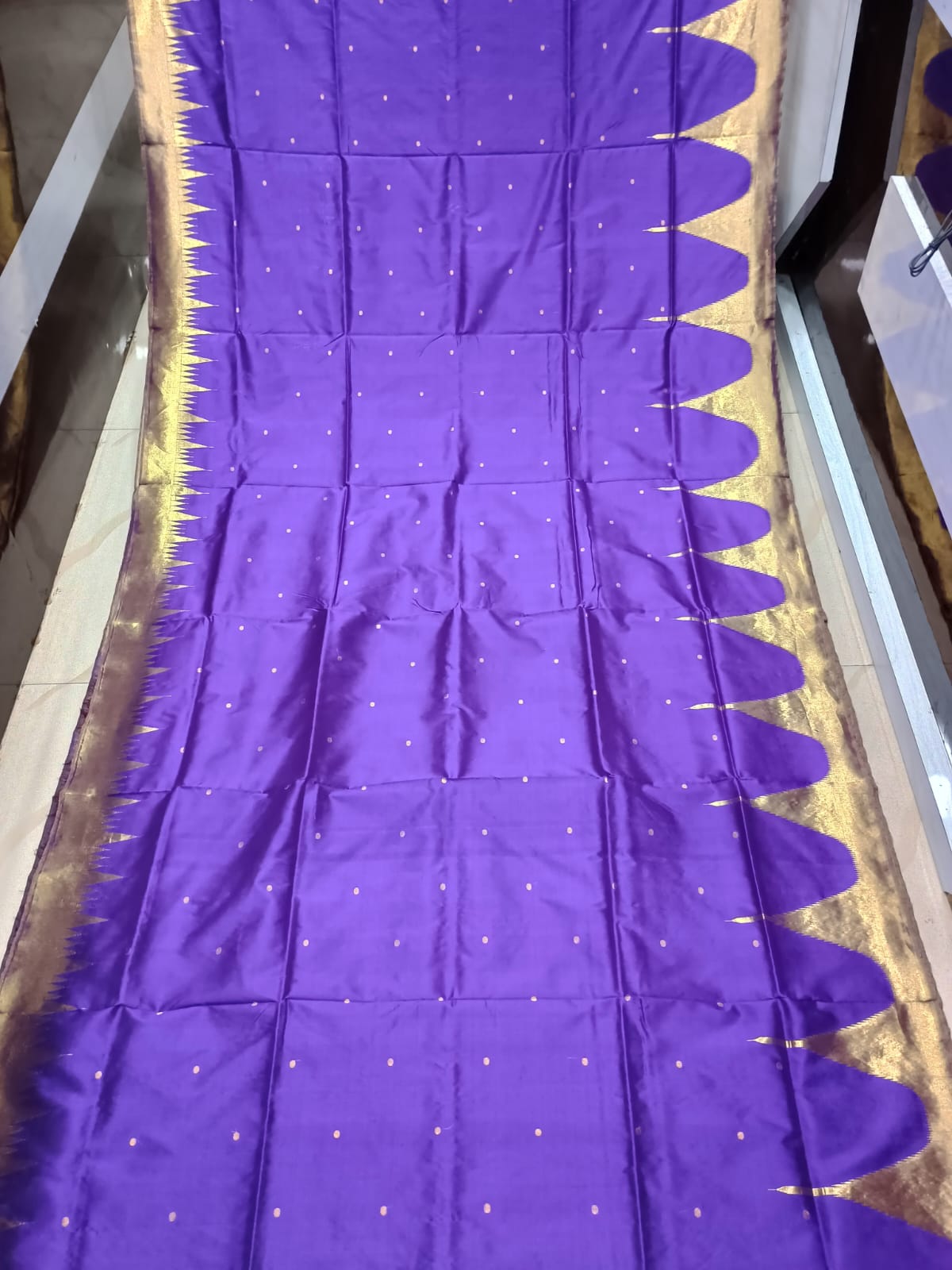 Purple Golden Phoda Kumbha Half Tissue Sambalpuri Silk Saree