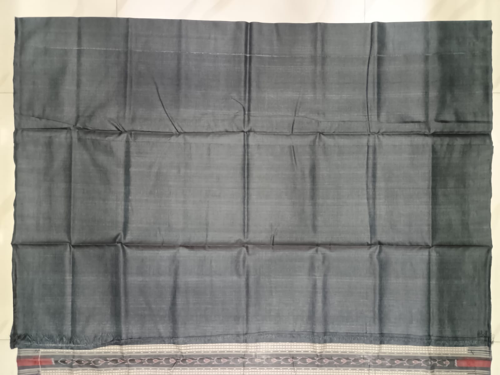 Carrot Black Phoda Kumbha Border Tusser Silk Saree