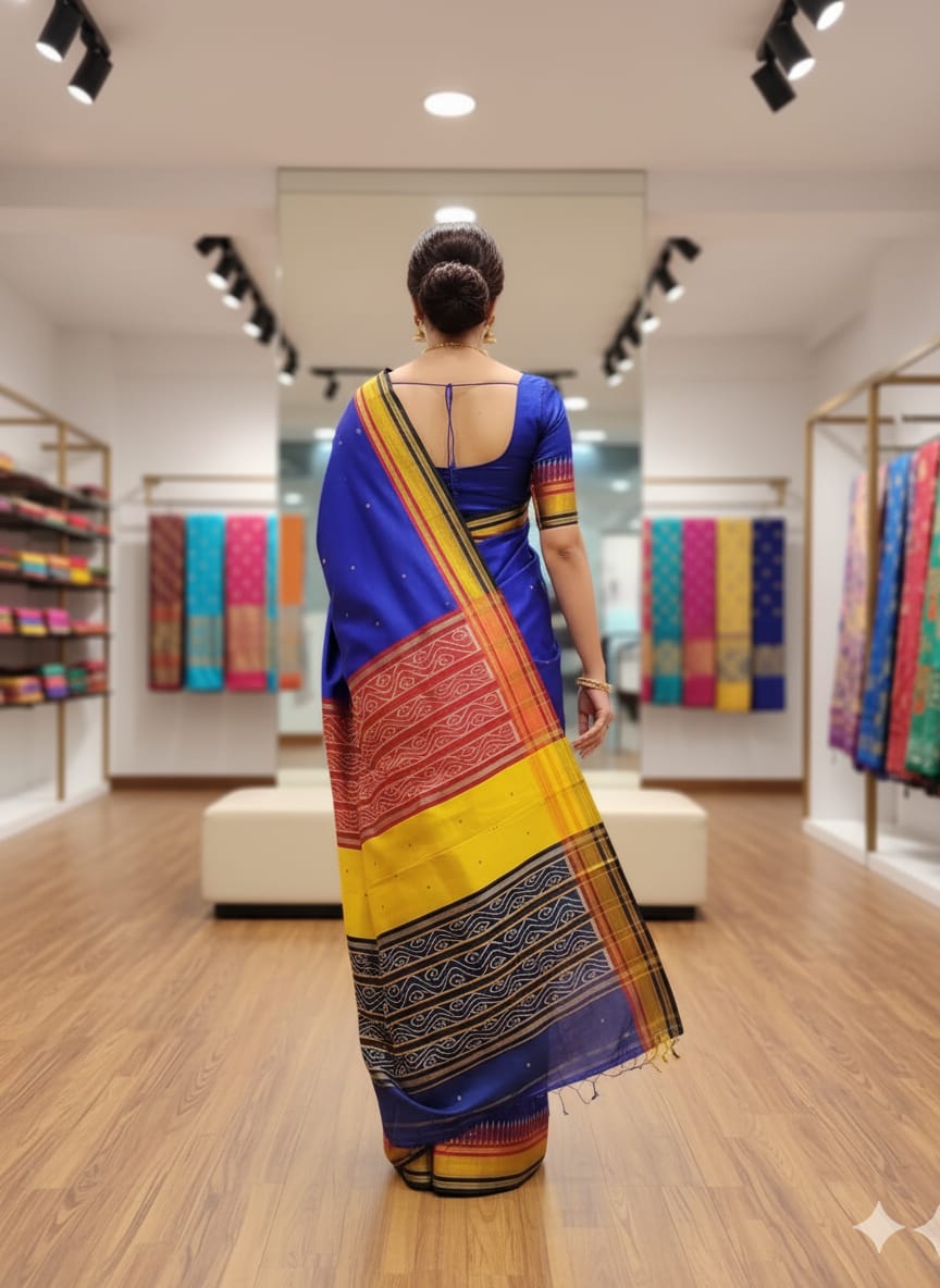Blue Multi colour Kathiphera Khandua Silk Saree