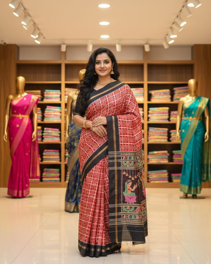Maroon Black Subhalabha Design Mulberry Silk Saree