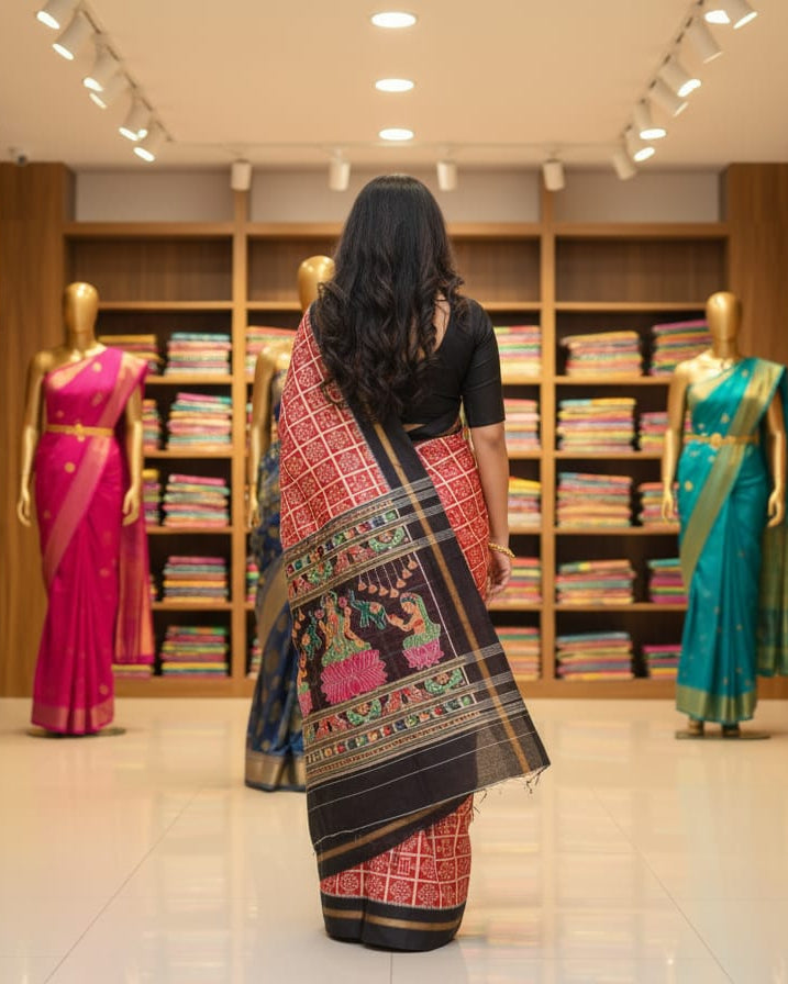 Maroon Black Subhalabha Design Mulberry Silk Saree