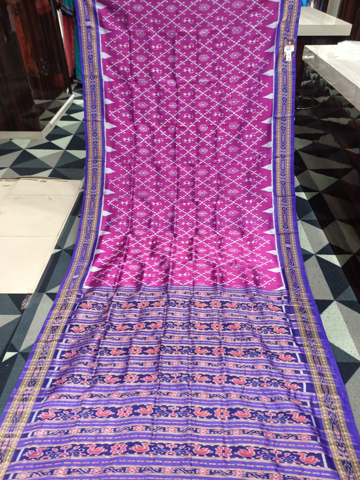 Purple Blue partly Khandua Silk Saree