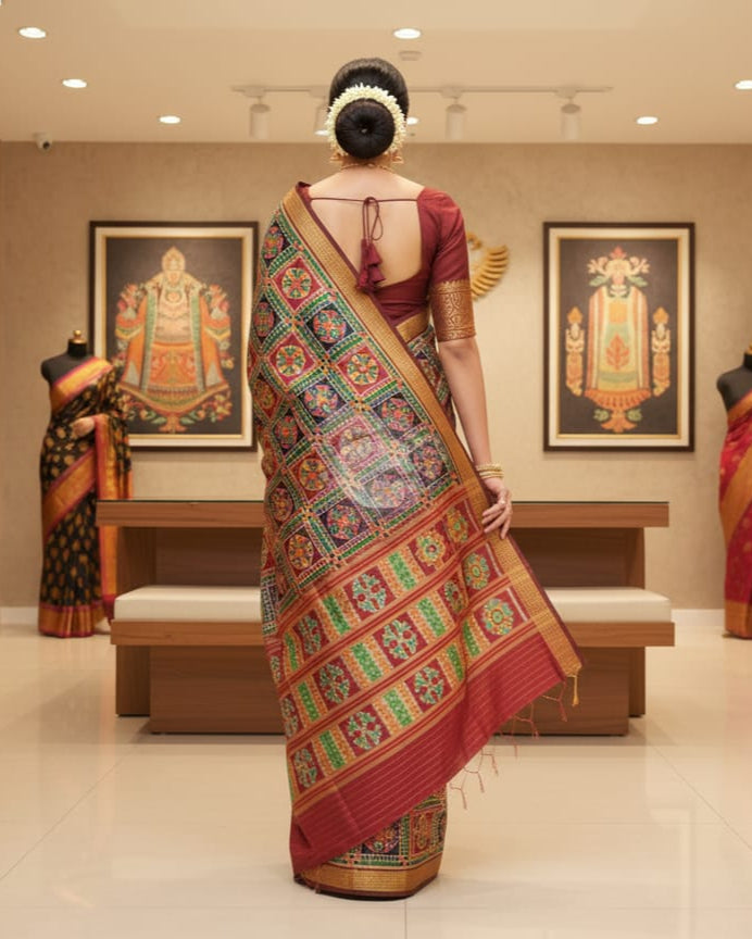 Multi Color Utkal Laxmi Mulberry Silk Saree