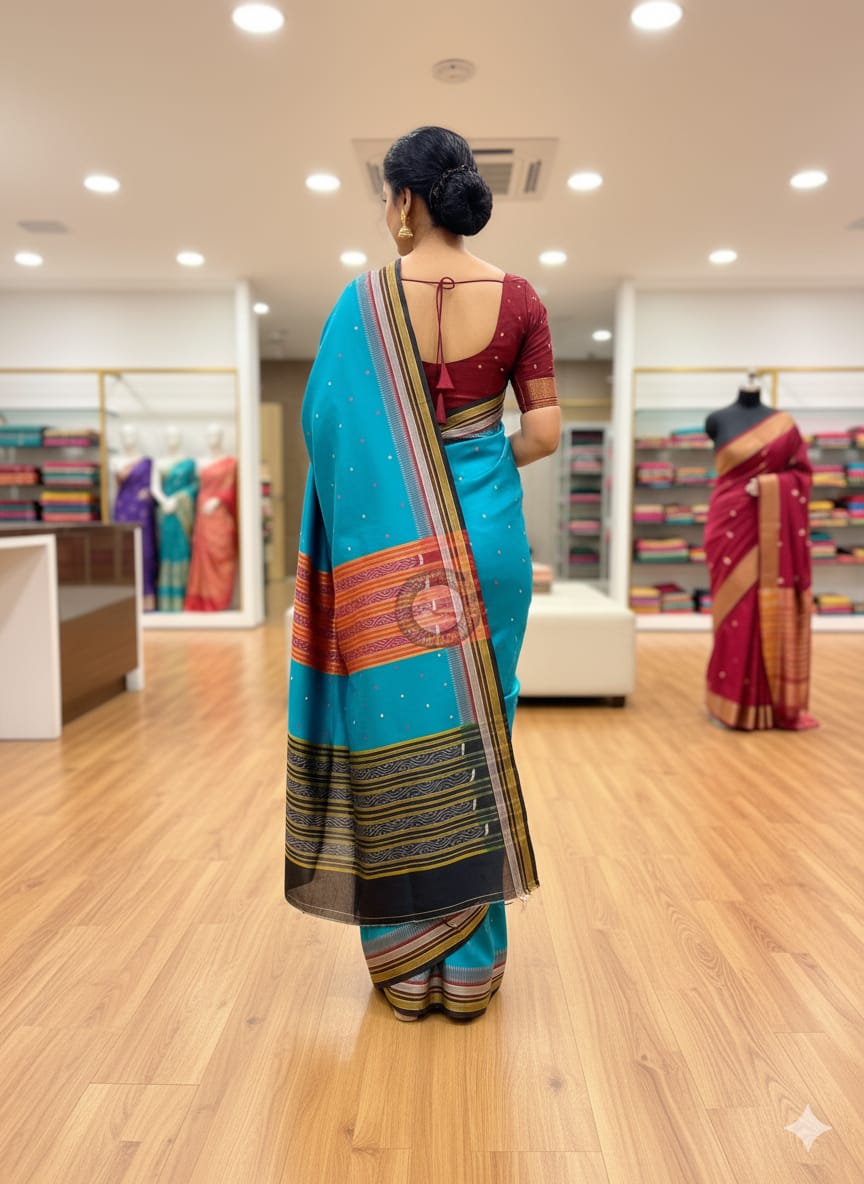 Copper Sulphate Black Kathifera Khandua Silk Saree
