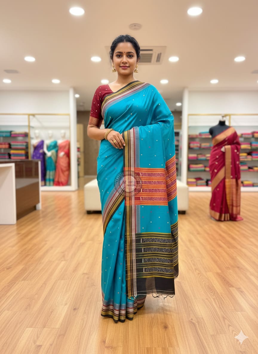 Copper Sulphate Black Kathifera Khandua Silk Saree