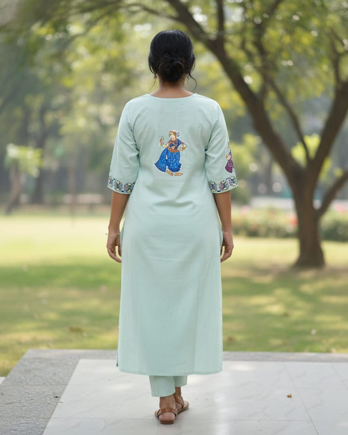 Aqua Boita Bandana Theme Hand Painted Silk Pattachitra Kurti