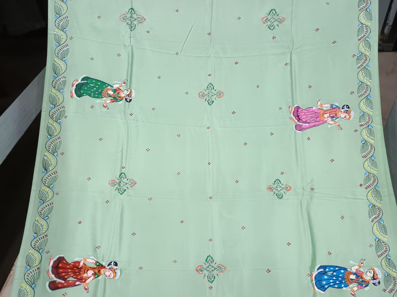 Aqua Nabakeli Boita Theme Pattachitra Khadi Silk Saree