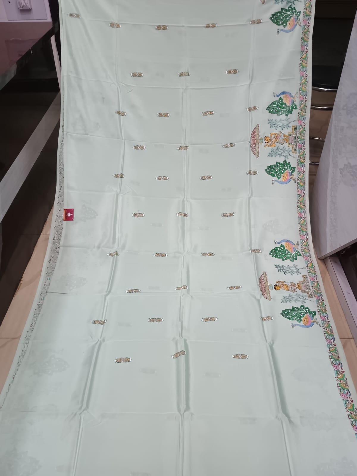 Aqua Sakhi Rasa Theme Pattachitra Khadi Silk Saree