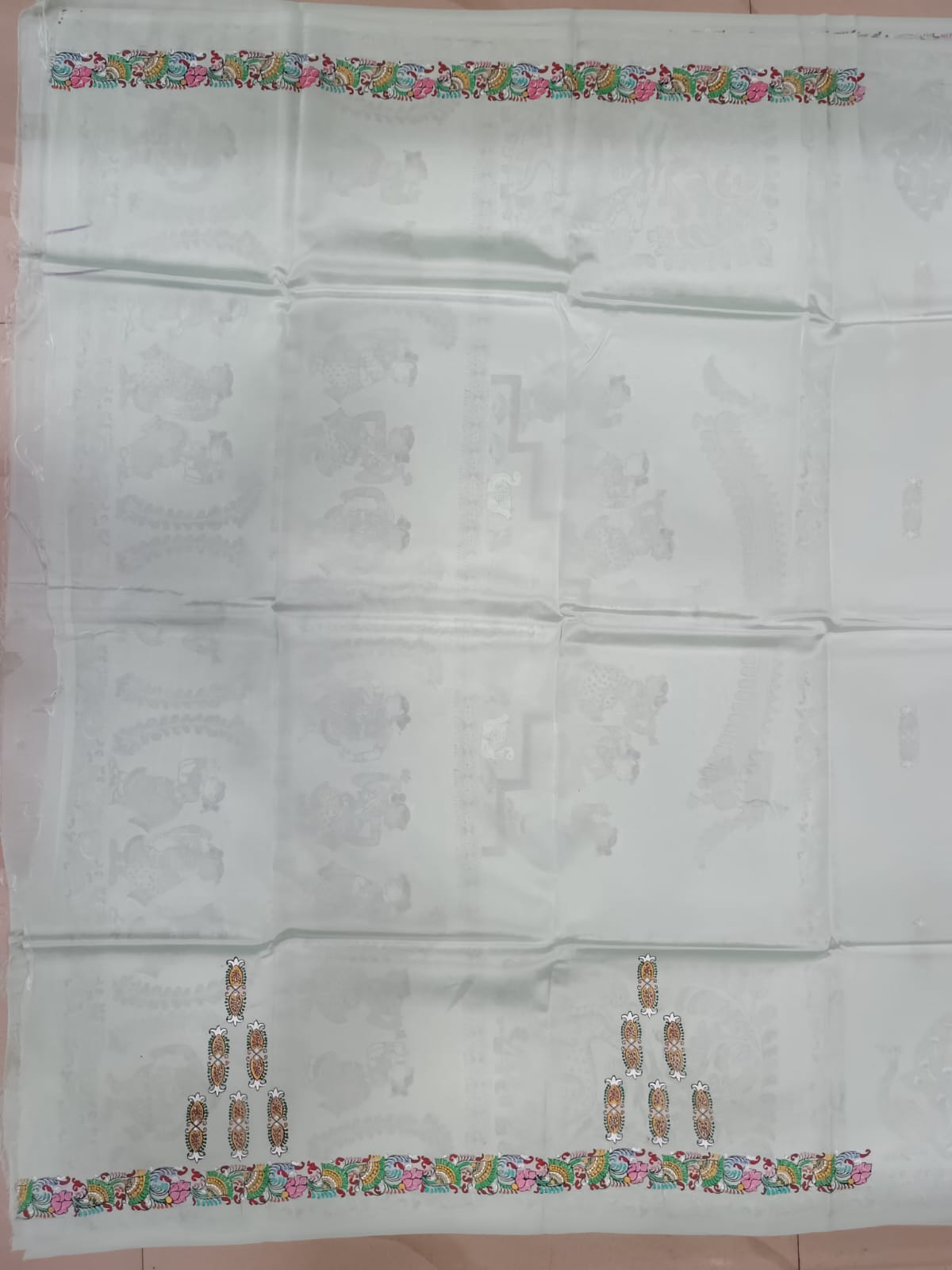 Aqua Sakhi Rasa Theme Pattachitra Khadi Silk Saree