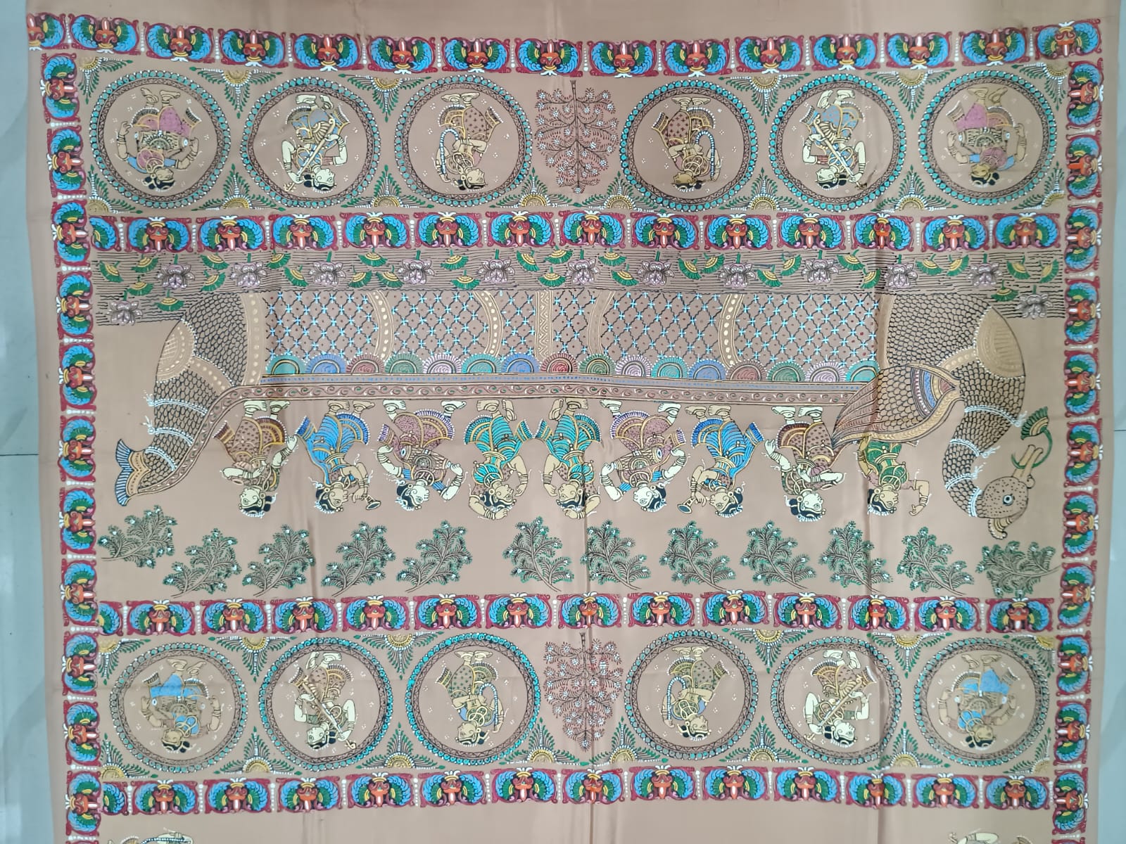 Sandle Sakhi Rasa Theme Pattachitra Khadi Silk Saree