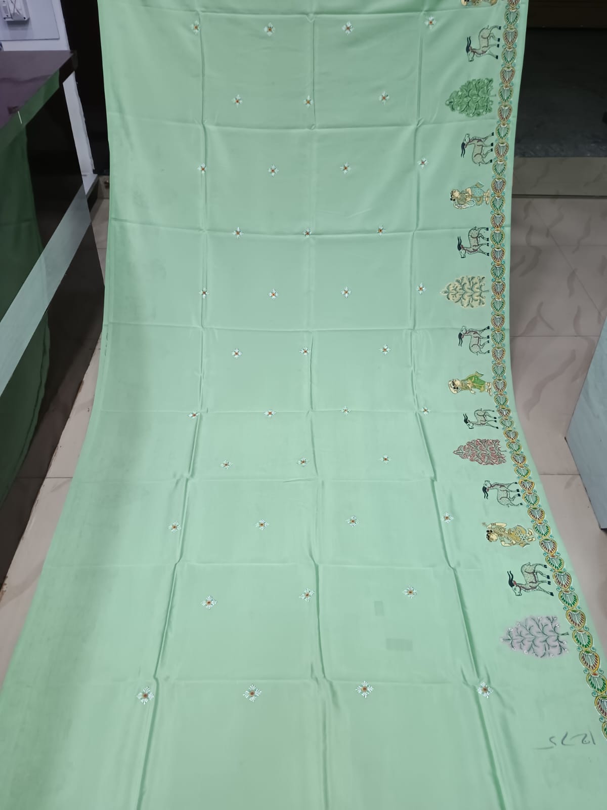 Pista Box Sakhi Rasa Theme Pattachitra Khadi Silk Saree