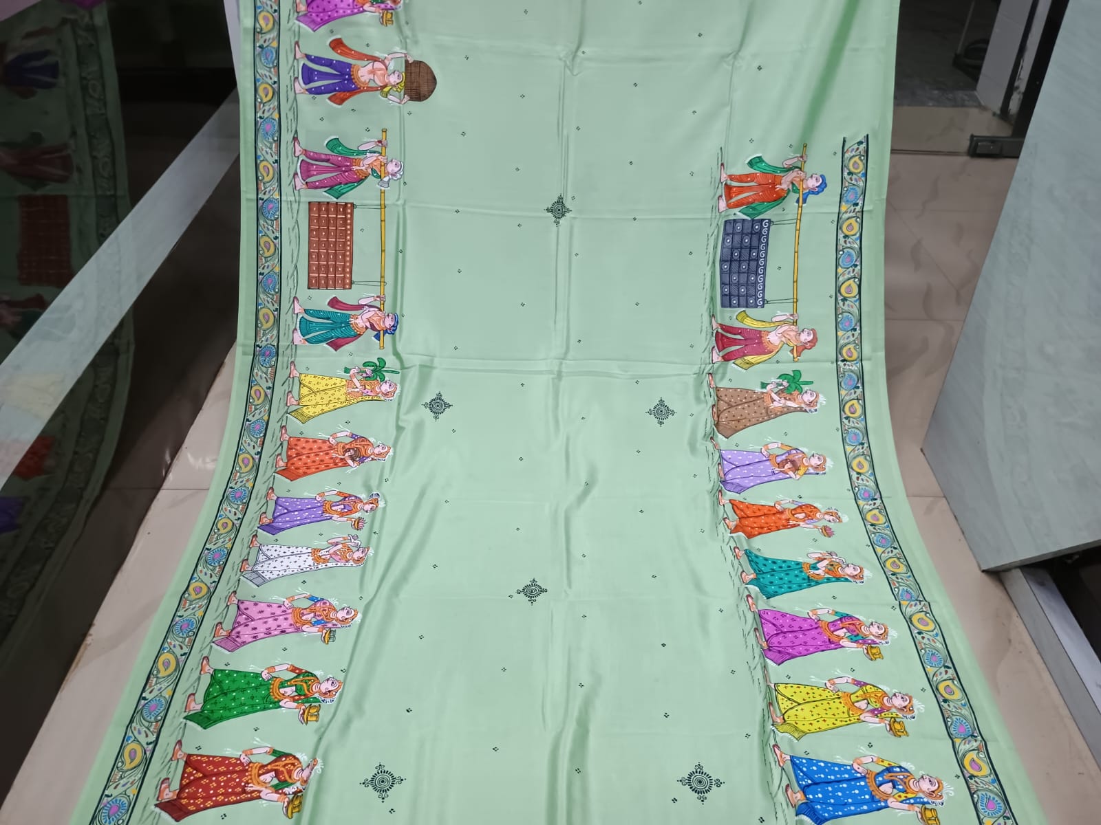 Pista Boita Bandan Theme Pattachitra Khadi Silk Saree
