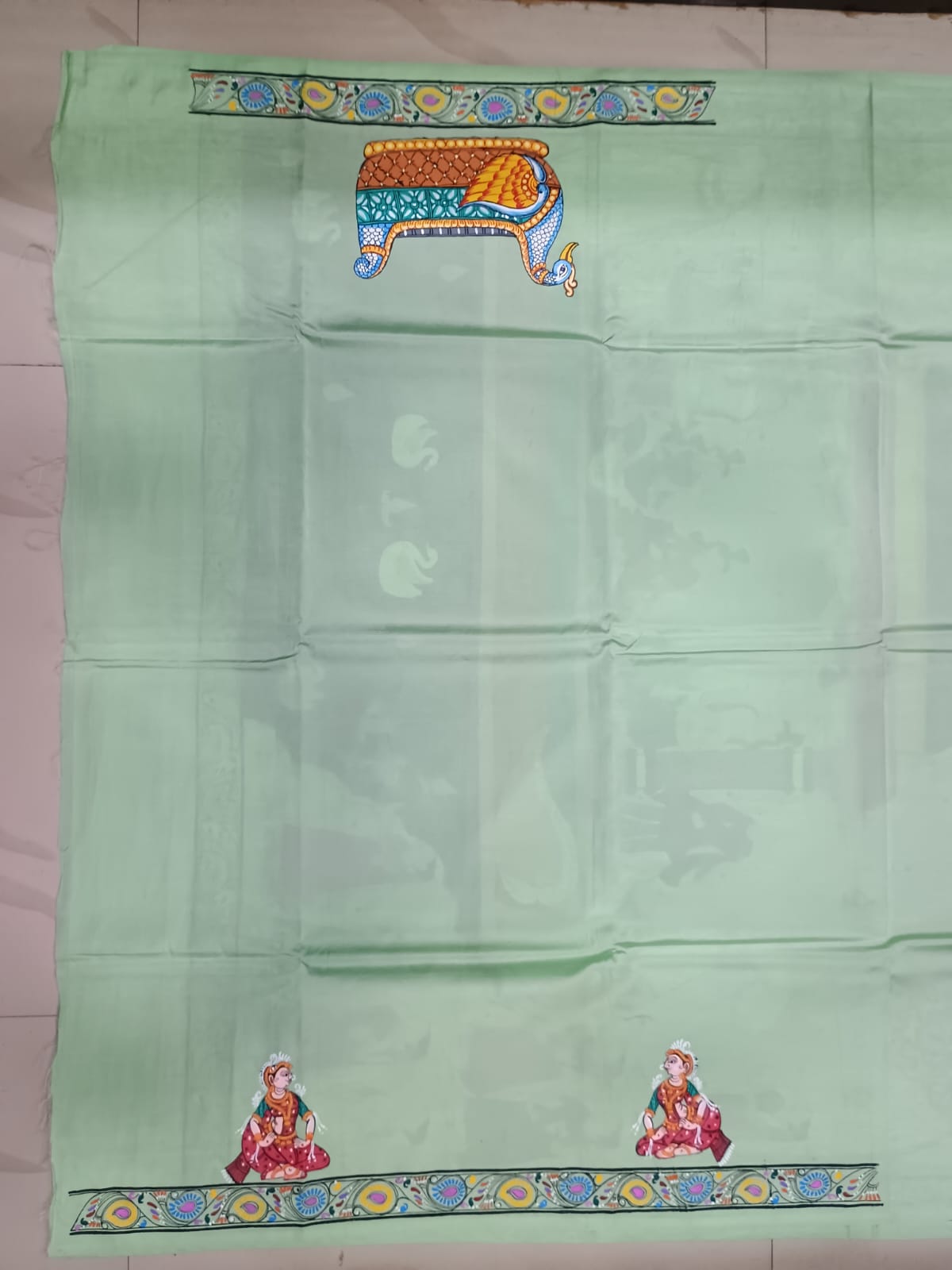 Pista Boita Bandan Theme Pattachitra Khadi Silk Saree