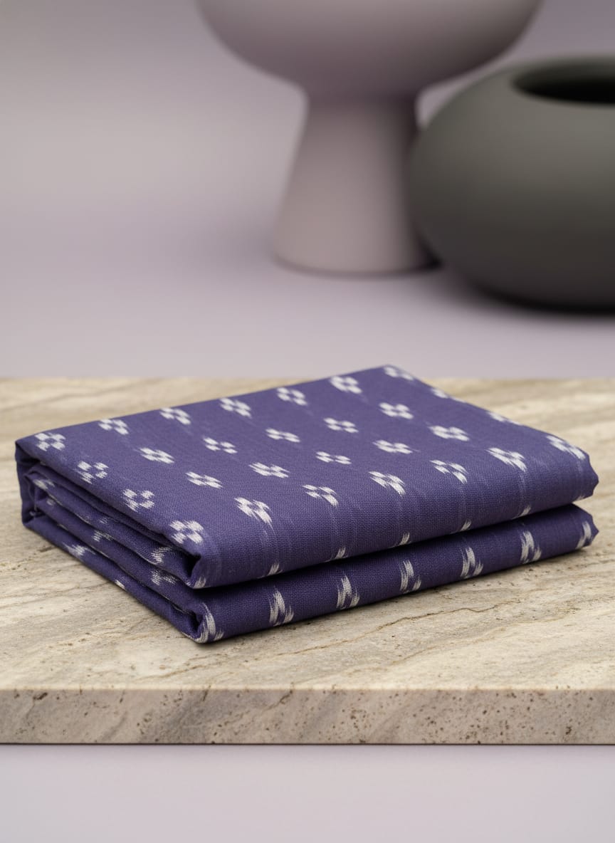 Navy Blue Pasapali Ikat Flower Design Nuapatna Fabrics