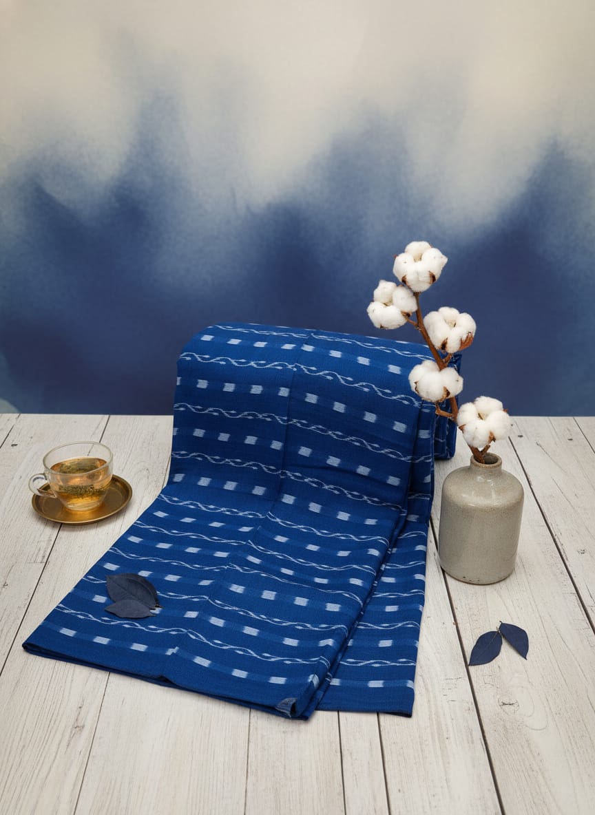 Blue Lata Design Ikat Nuapatna Fabrics