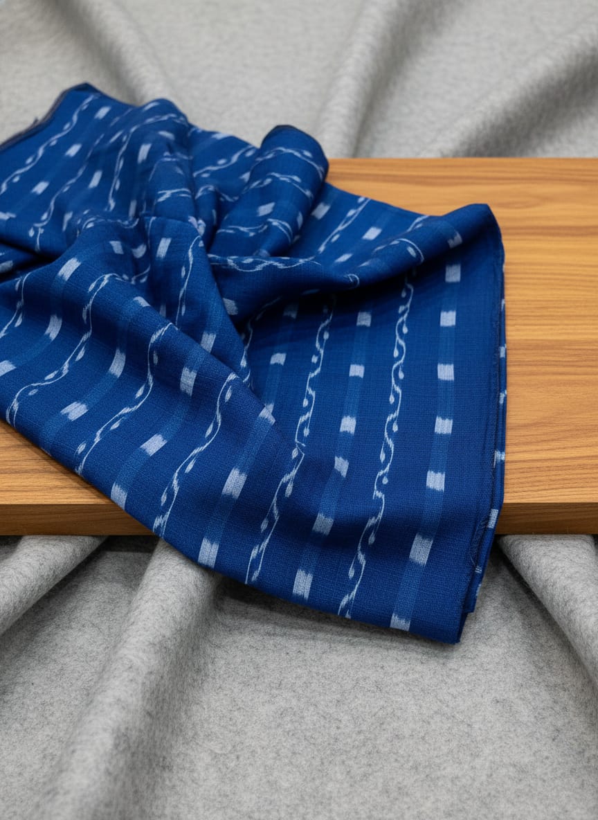 Blue Lata Design Ikat Nuapatna Fabrics