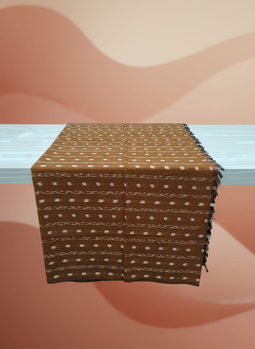 Mustard Yellow Lata Design Ikat Nuapatna Fabrics